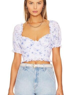 ASTR the Label Feronia Top in Blue Floral